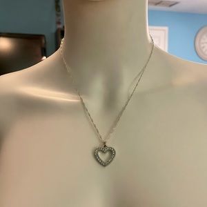 Coach Pave Crystal Heart Pendant .925 Sterling Silver Necklace